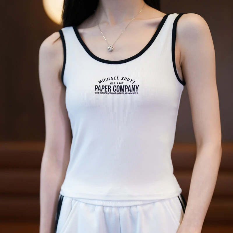 白色小背心女U型美背2025春秋时尚内搭短款打底无袖运动上衣外穿