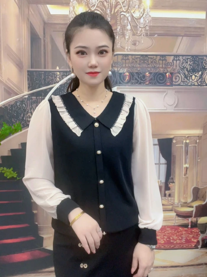 高档雪纺衫2024春季新款遮肚子宽松百搭上衣洋气休闲时尚妈妈装