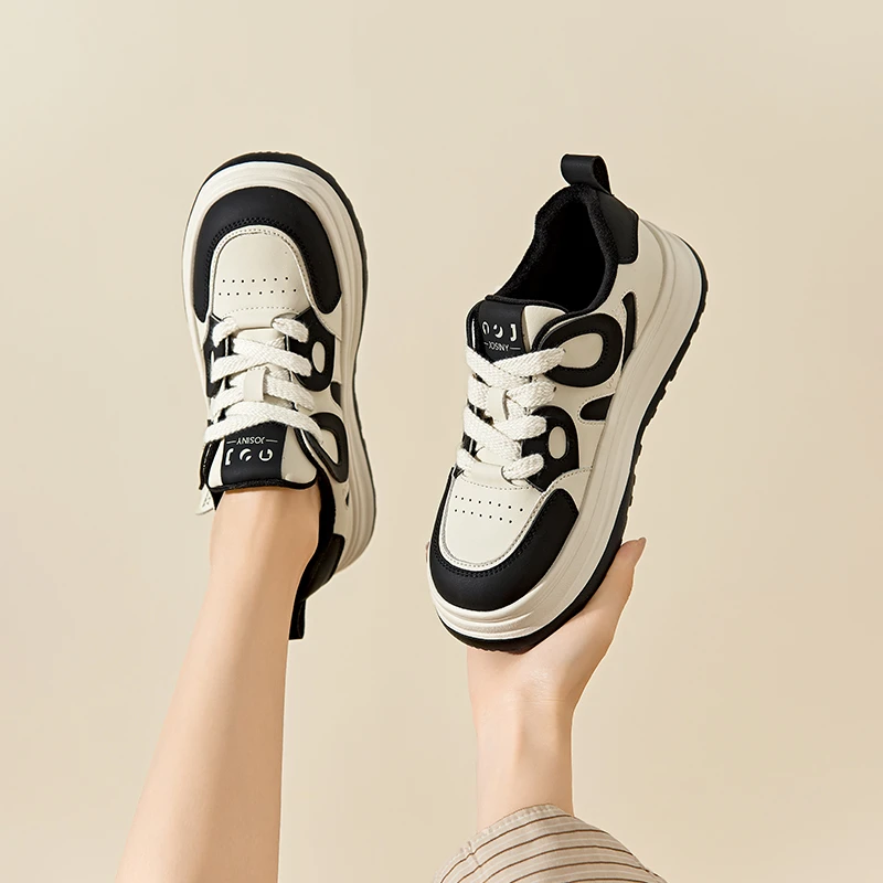 卓家时尚熊猫鞋厚底增高运动板鞋女休闲鞋秋冬款棉鞋子女371D2204