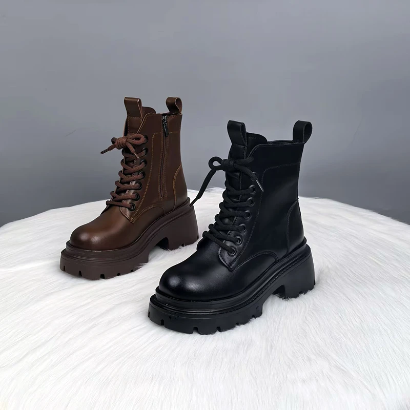 爆款厚底马丁靴女英伦风2025秋冬新款欧货时尚百搭休闲短靴女单靴