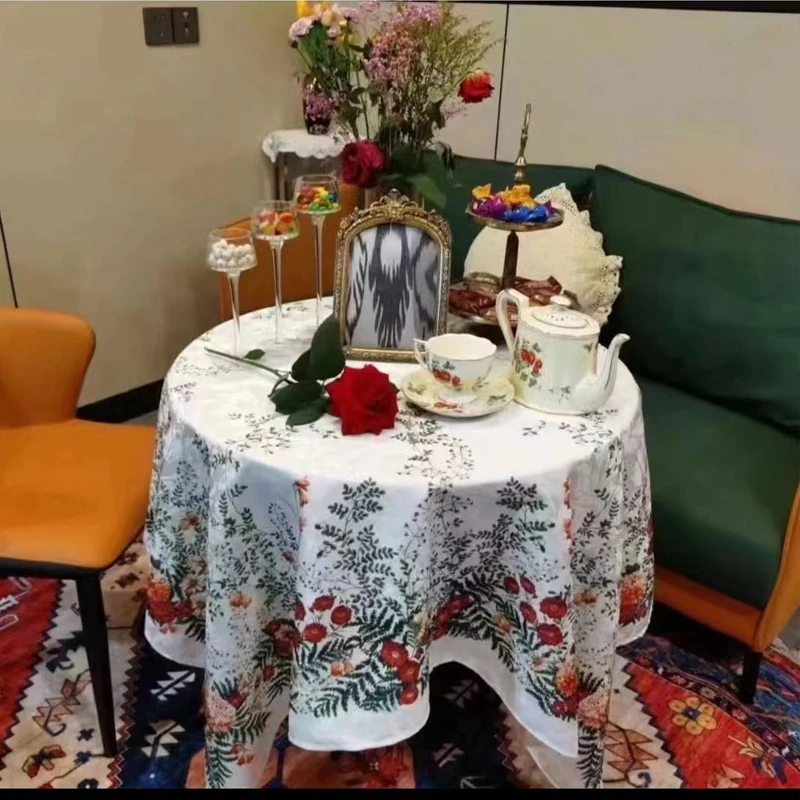 （家和纺织）民族风巴达木金桔花纹桌布台布加厚欧式多种尺寸可选