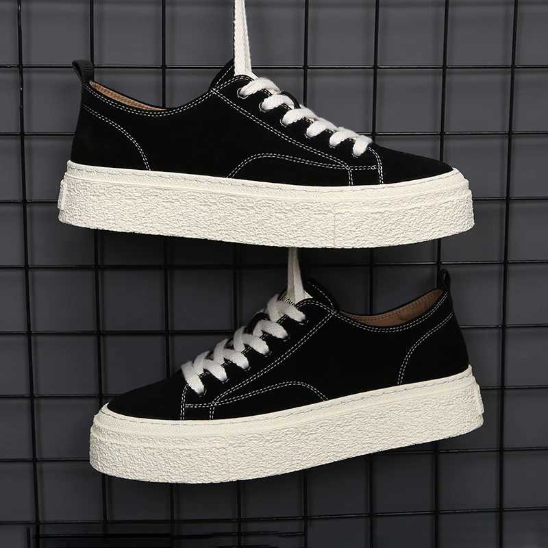 凯玛龙小众风黑色鞋子板鞋百搭夏季透气潮流厚底潮鞋低帮韩版潮鞋