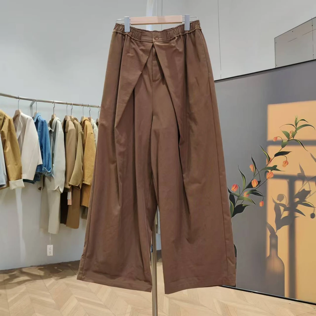 【 精工样衣】咖色阔腿裤子h05049