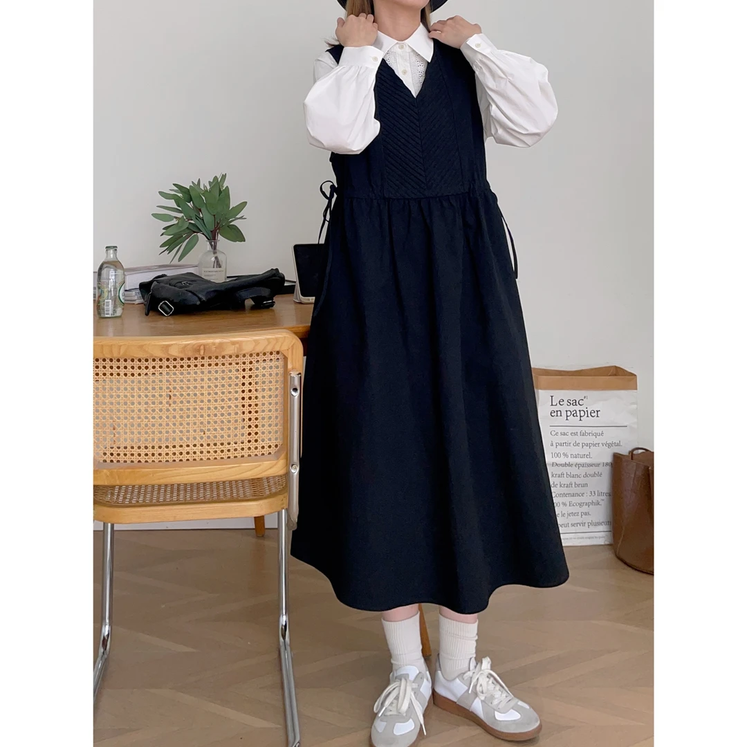【杭州S姐 精品女装】复古背心裙设计感背带连衣裙赫本小黑裙07019