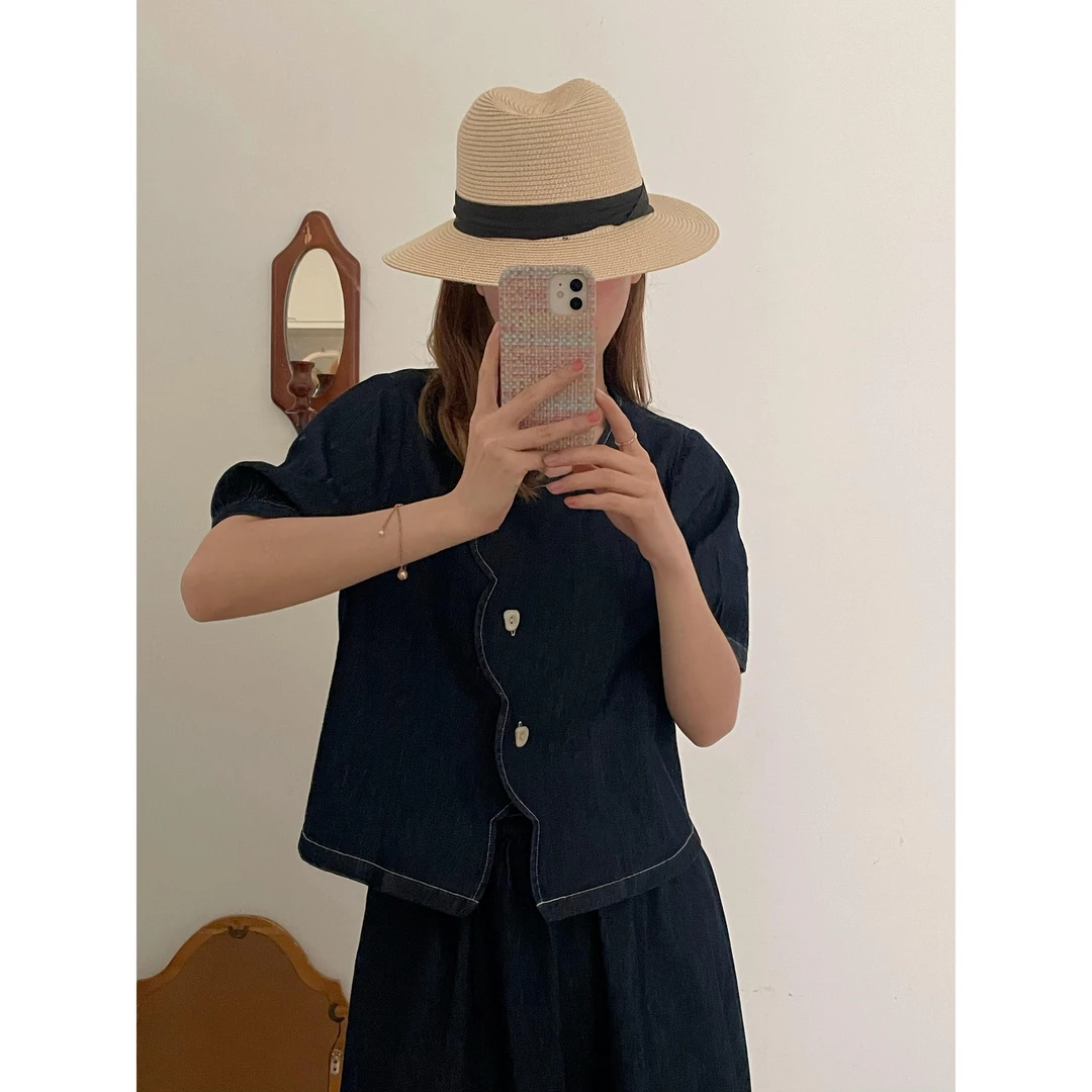 【杭州S姐 精品女装】盐系牛仔上衣衬衫女夏季02167