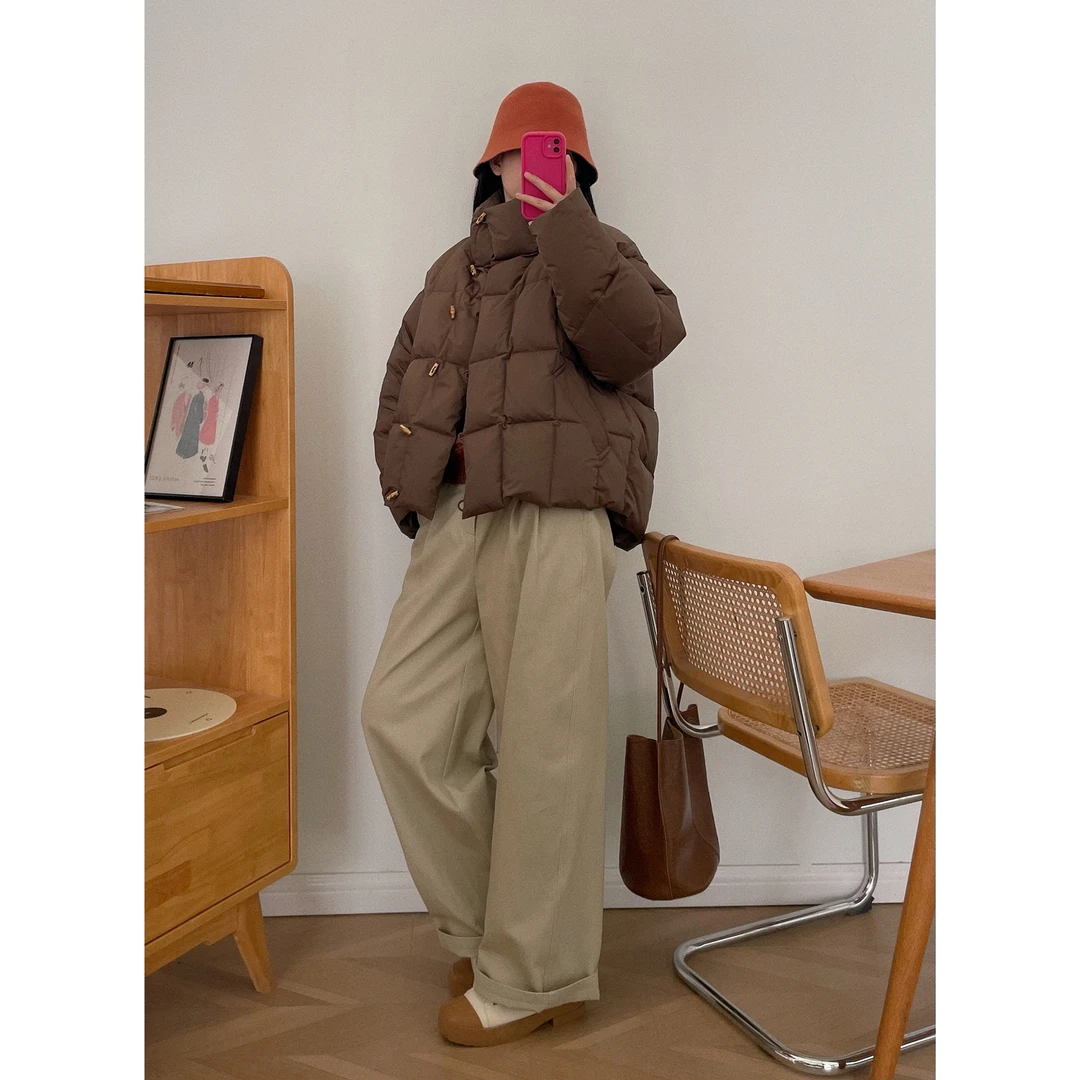 【杭州S姐精品女装】90白鸭绒羽绒服女韩版短款加厚面包服外套07134