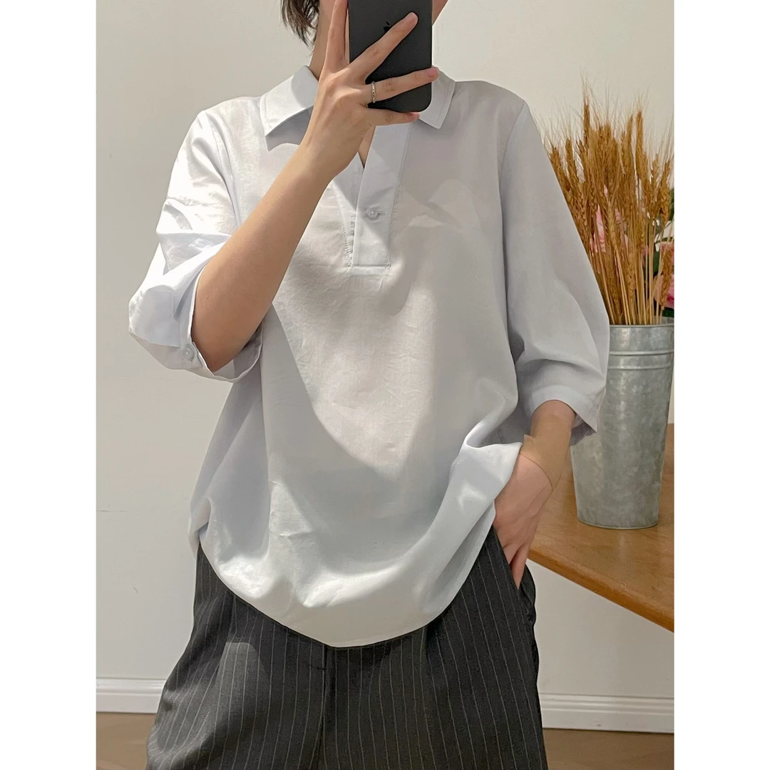 【杭州S姐精品女装】高级感短袖衬衫女夏季宽松显瘦休闲上衣03021