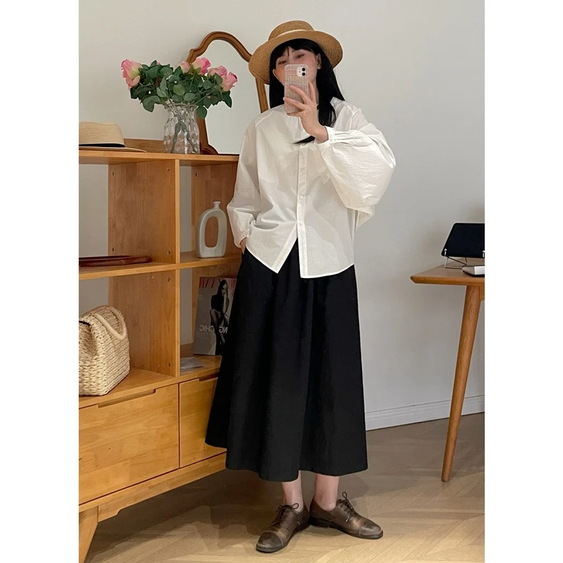 【杭州S姐精品女装】气质白色长袖衬衫女设计感小众高级感上衣07050