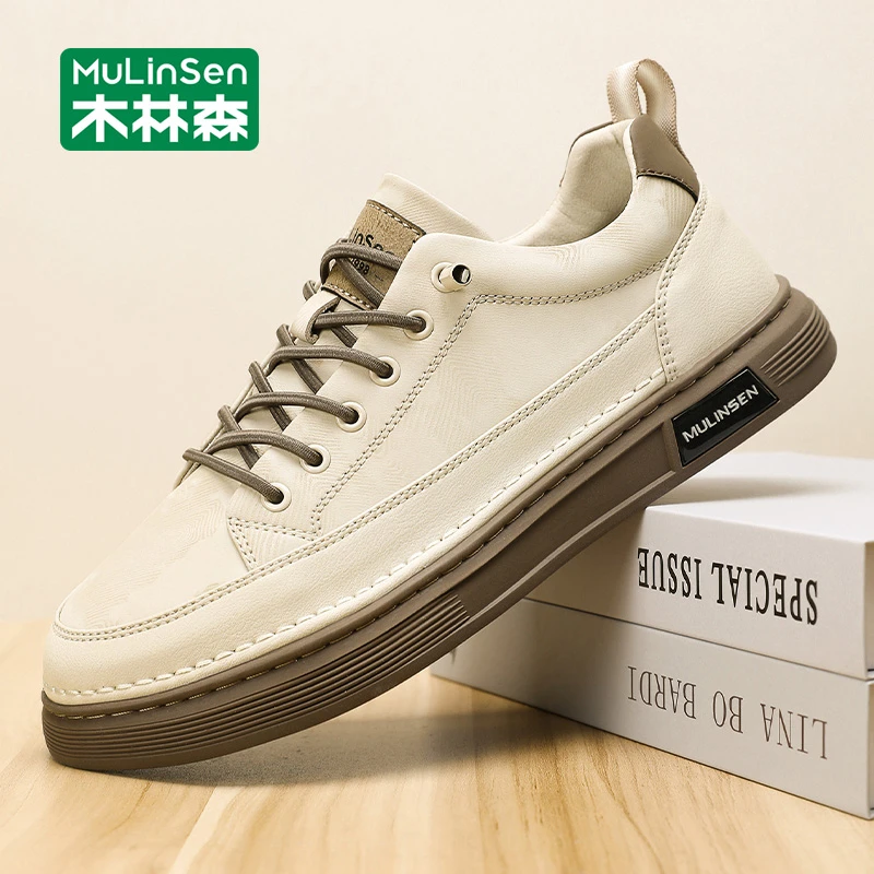 木林森男鞋潮牌高级感2025新款一脚蹬板鞋男士春秋休闲百搭小白鞋