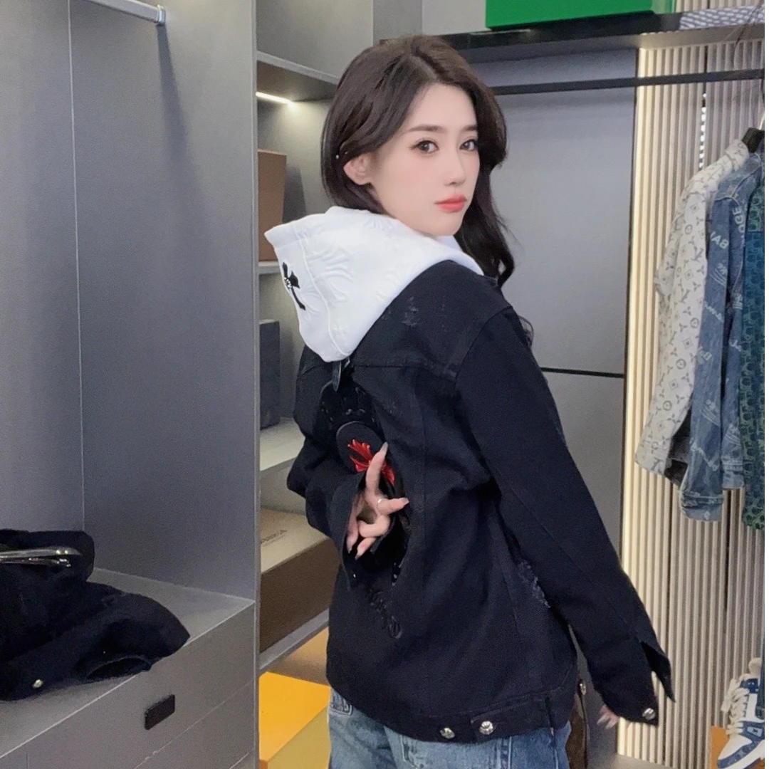 【萌萌专属】2024秋季新款百搭时尚潮流黑色牛仔外套1031/1030
