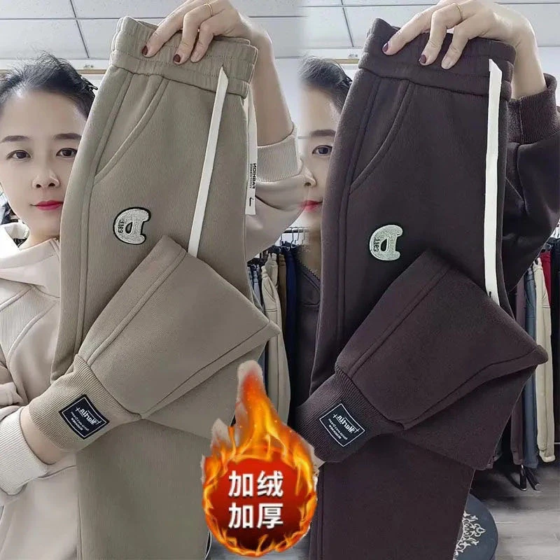 秋冬新款哈伦裤加绒加厚小个子卫裤加绒加厚时尚百搭高腰哈伦裤女