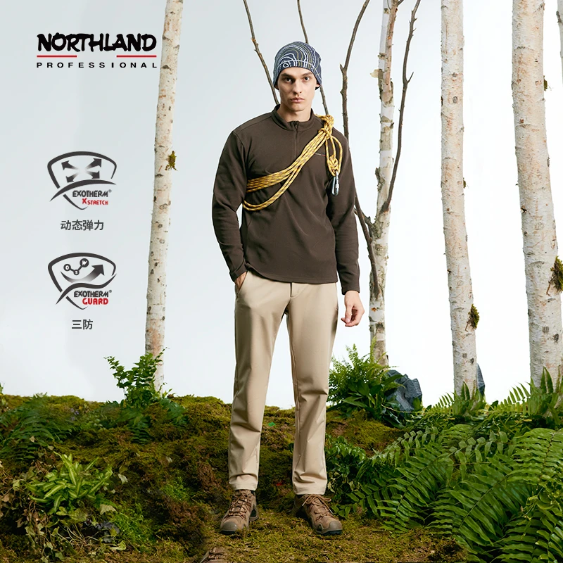 【软壳裤】诺诗兰新款户外秋冬男式弹力防泼徒步登山运动长裤六盘