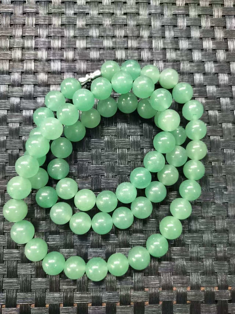 【精品独龙玉】天然玉石独龙玉冰透圆珠项链