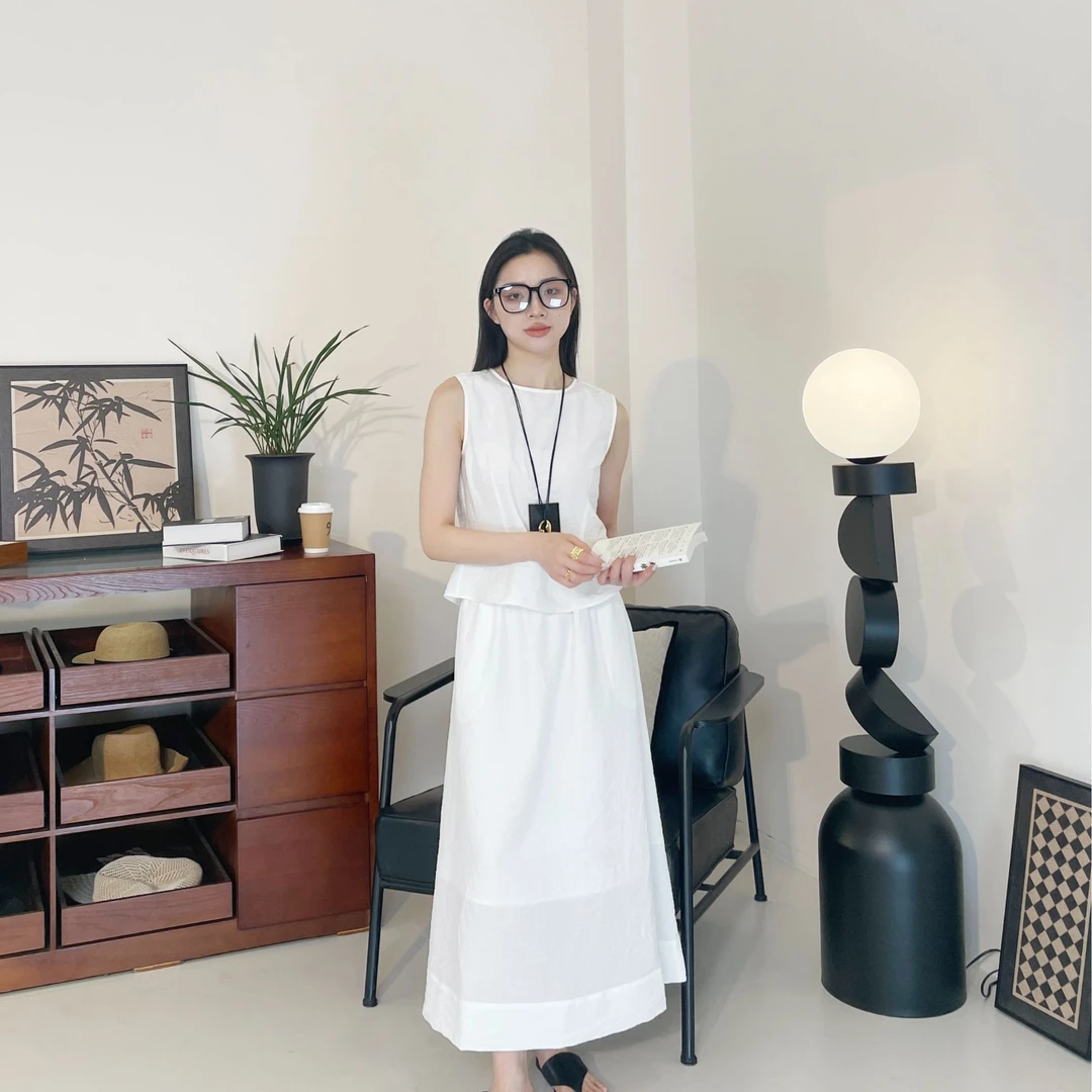 euri【桑蚕丝丝锦绉】休闲气质显瘦真丝女士背心半裙套装-MY4925