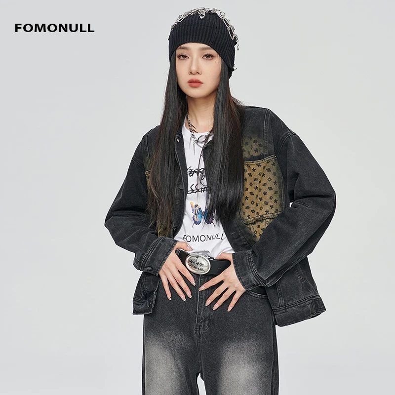 fomonull时尚做旧复古百搭牛仔夹克