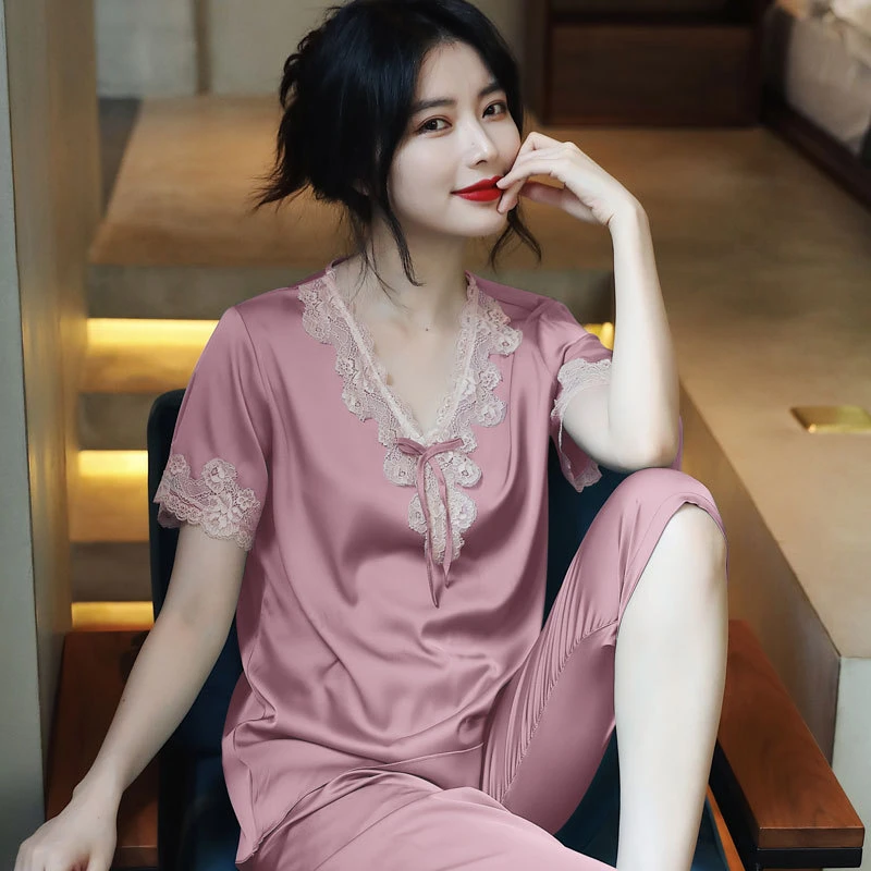冰丝睡衣女款爆款2025新款套装丝质薄款短袖轻奢高级感家居服套装