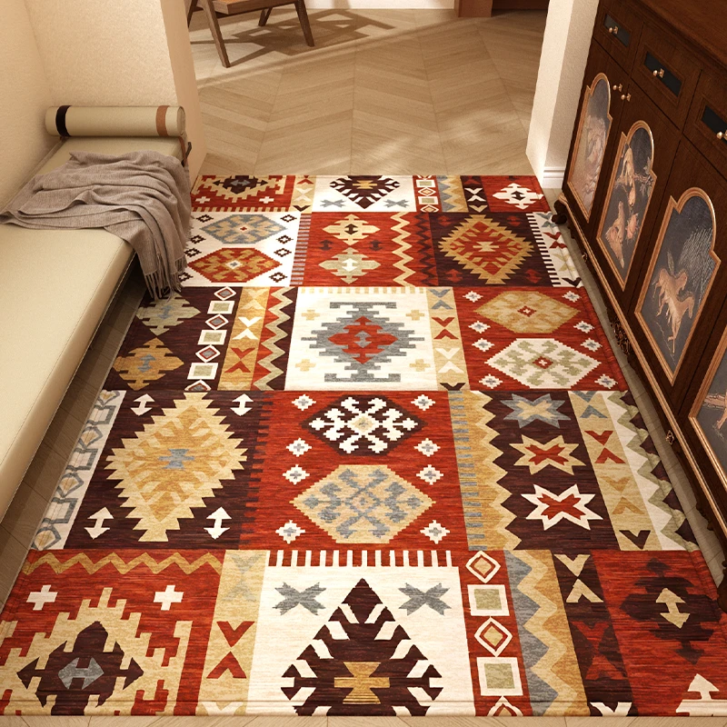 忘忧虫复古民族风入户门垫加厚沙发茶几垫免洗耐脏玄关地垫地毯