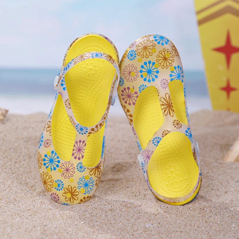 VEBLEN沙滩洞洞鞋女2023新款软底防滑厚底菊花妈妈果冻凉鞋1005