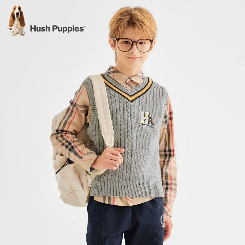 舒适全棉纱线 秋新款学院风马甲 暇步士童装