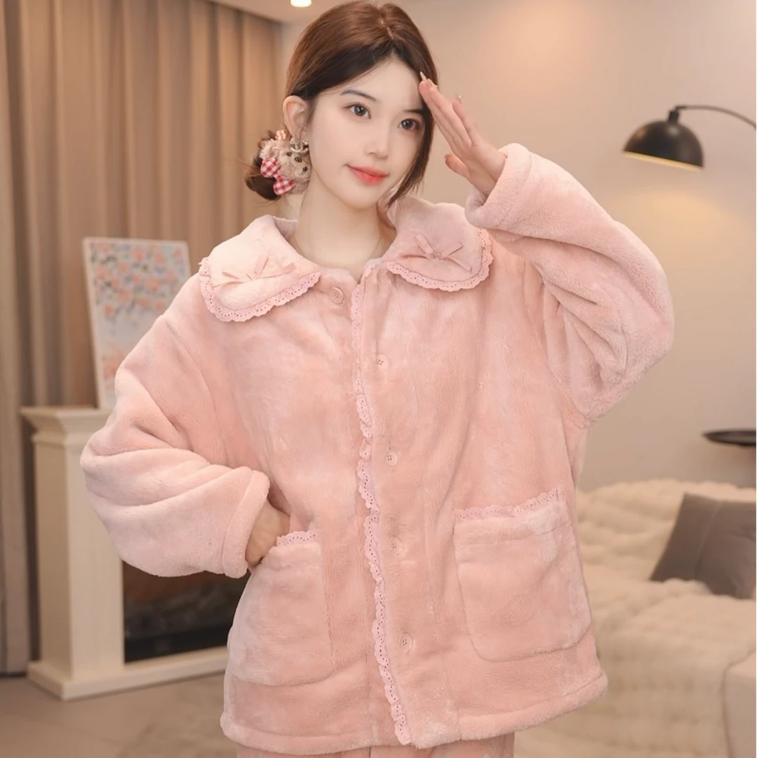 板栗小姐【芬芳】新品秋冬软绵绵长袖宽松女士套装家居服