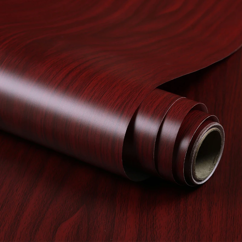 红木家具贴纸红色新中式木门木沙发床头柜子翻新贴膜防水仿木纹贴