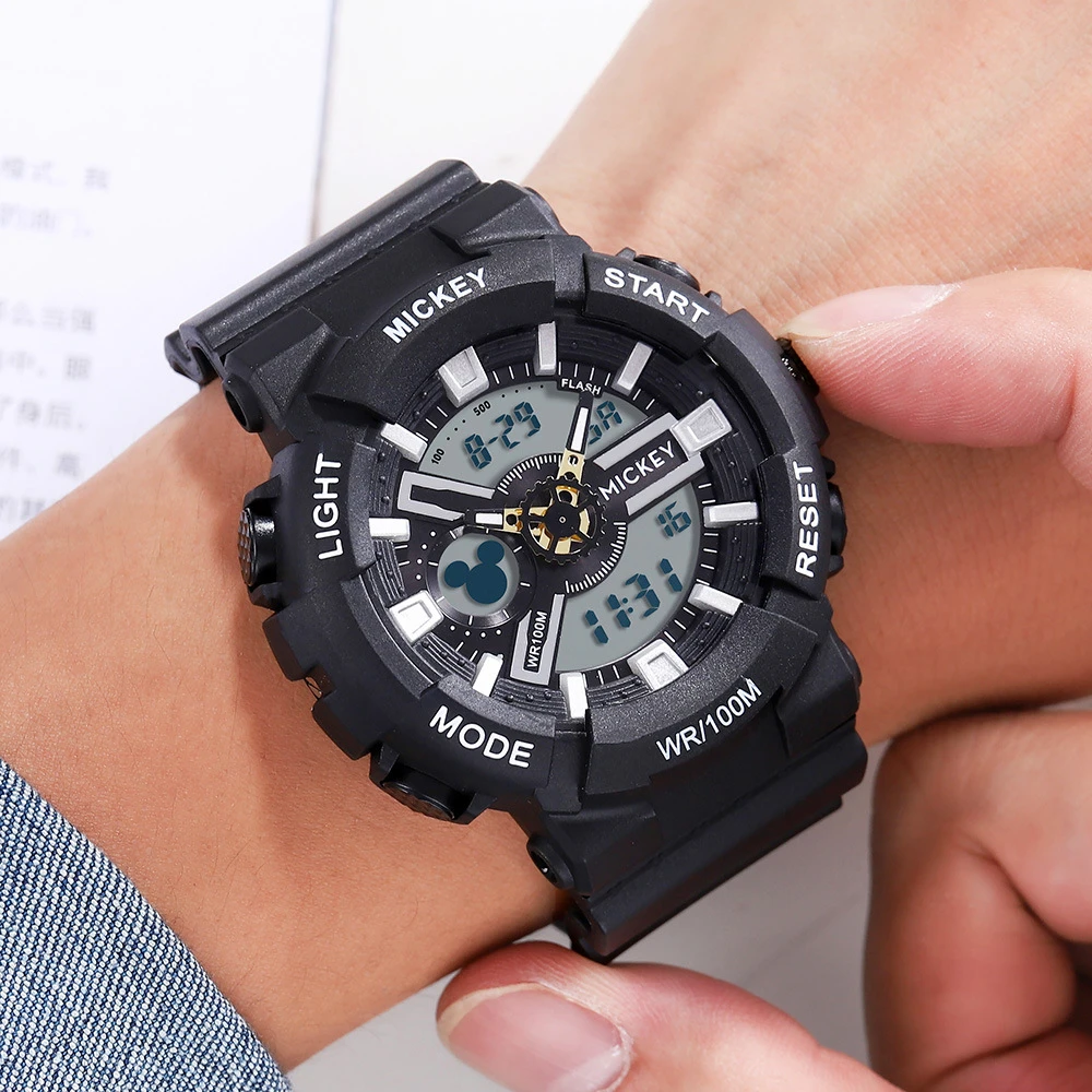 迪士尼儿童电子手表男生初中生高中青少年运动防水夜光中学男童孩