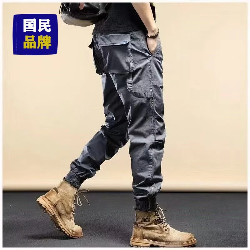 干活穿的裤子男耐磨宽松束脚弹力秋冬工地防撕裂工作服劳保工作裤
