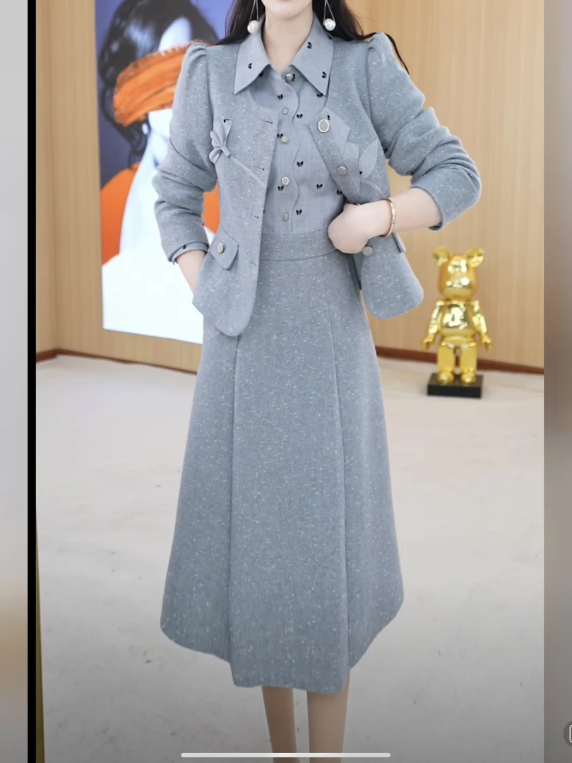 小香风套装连衣裙2024新款女秋冬十三行爆款时尚轻奢高级感两件套