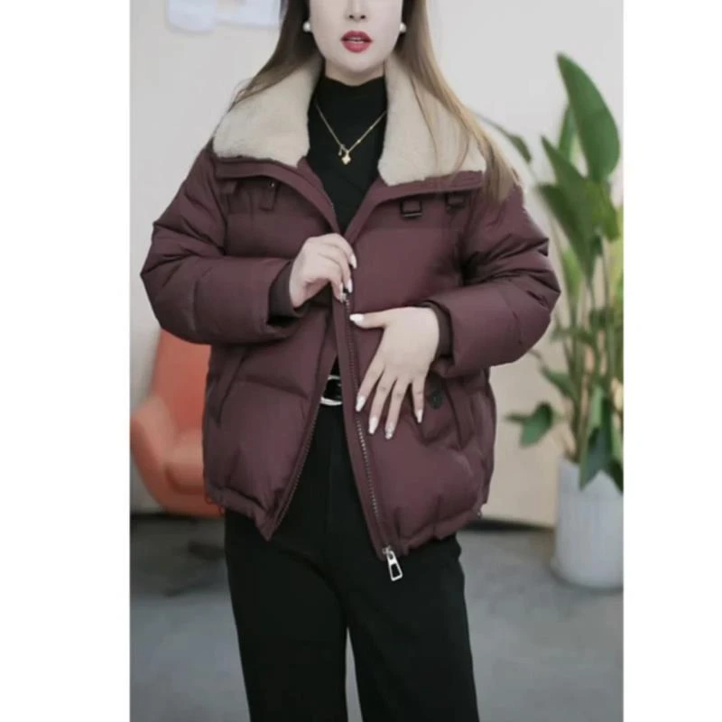 大码高档白鸭绒短款羽绒服2025冬季新款洋气修身遮肉显瘦保暖百搭