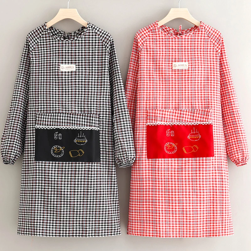 长袖围裙家用厨房耐脏耐磨工作服男女同款防污防尘上班反穿罩衣