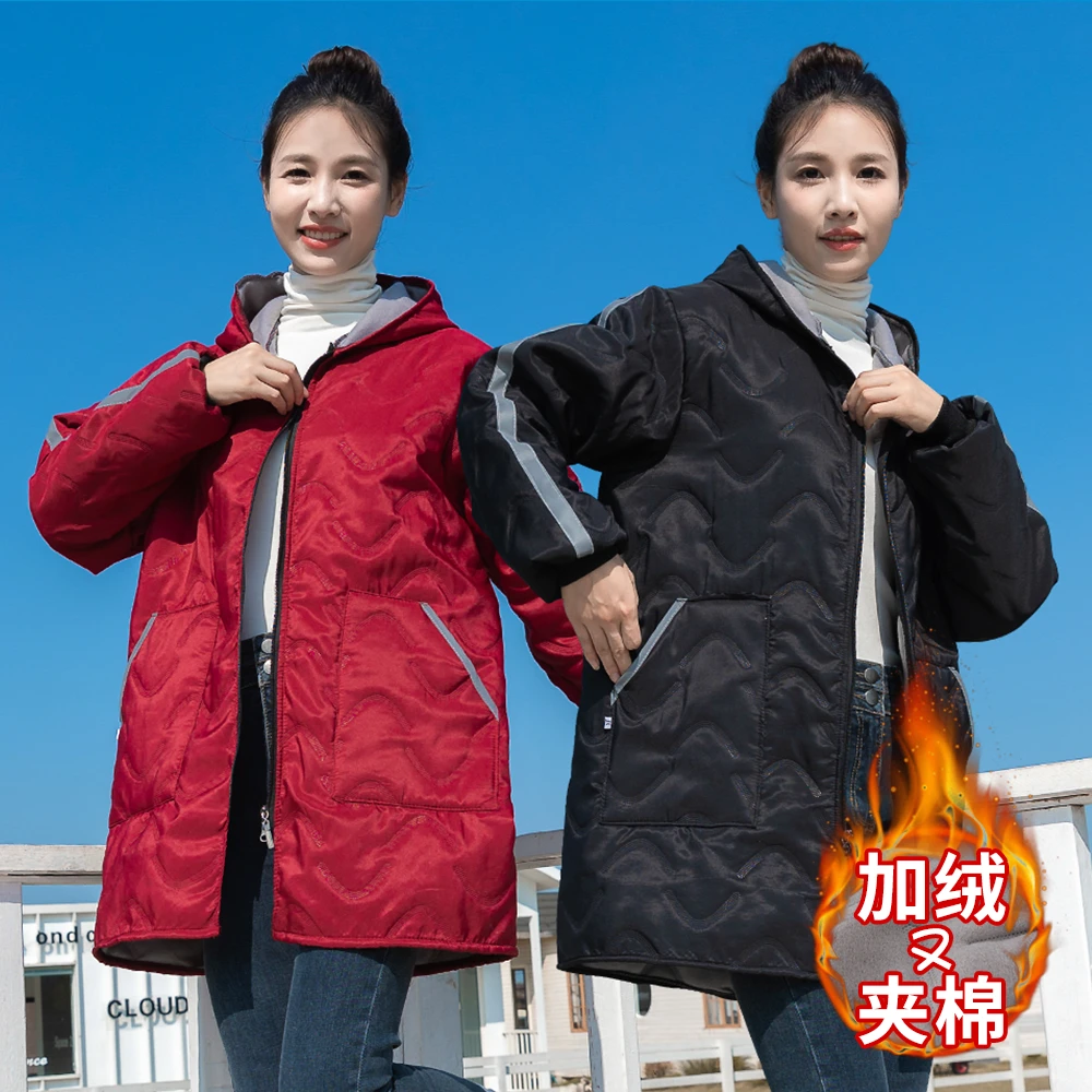 冬季新款加绒罩衣棉袄男女同款工作服棉大衣防寒蓄热户外上班围裙