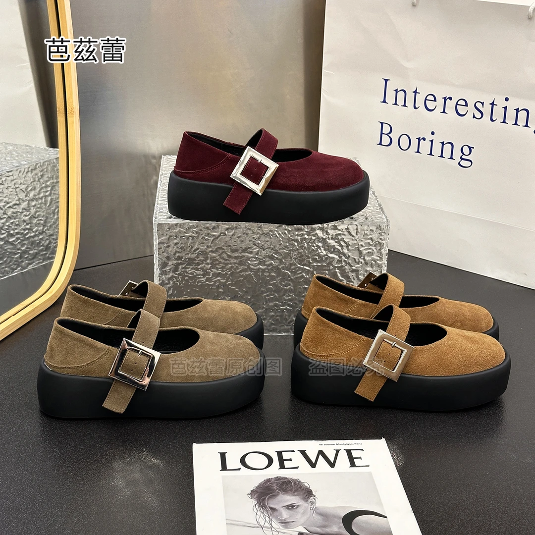 bazilei/芭兹蕾勃肯鞋软底软面女厚底透气复古玛丽珍时尚休闲女鞋