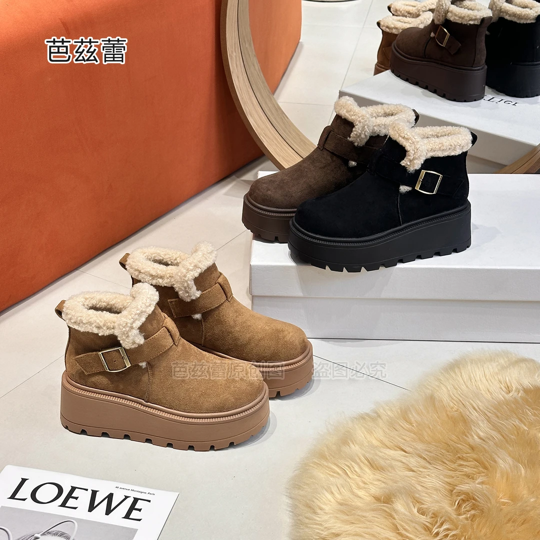 bazilei/芭兹蕾雪地靴女2025冬季新款加厚保暖时尚短靴爆款中筒靴