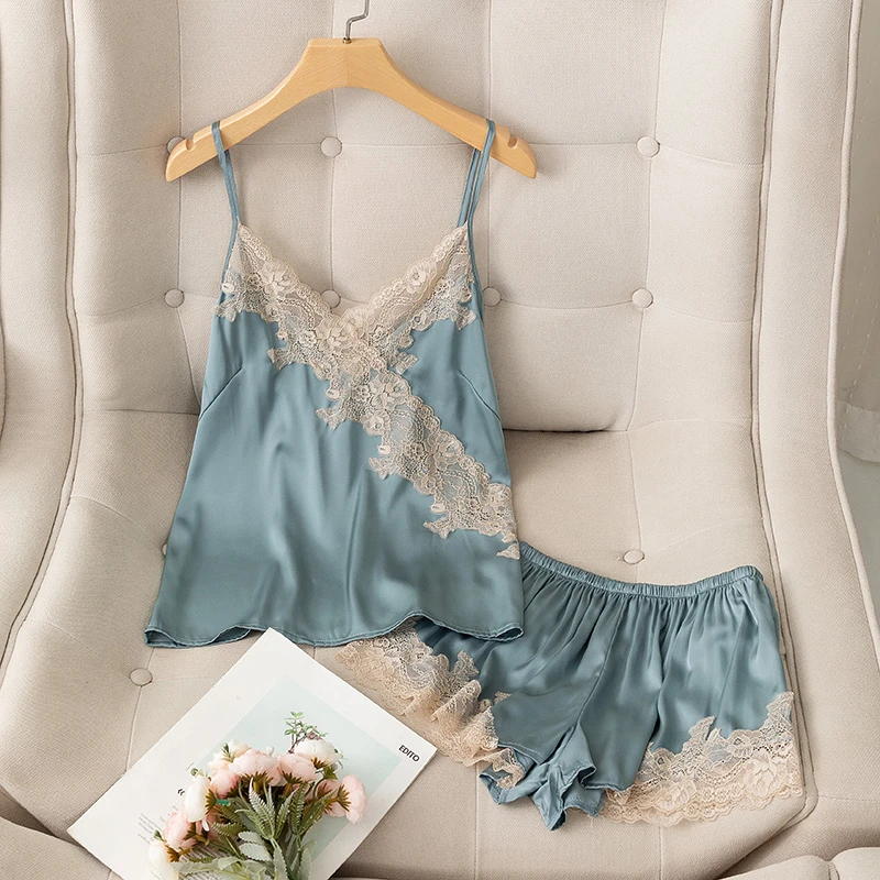 【星河入梦】吊带睡衣女夏季薄款性感冰丝背心短裤两件套装家居服