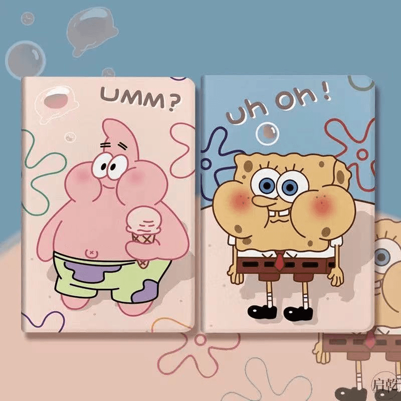 新款2020苹果iPad8保护套10.2寸平板air2海绵宝宝款9.7air4/3防摔