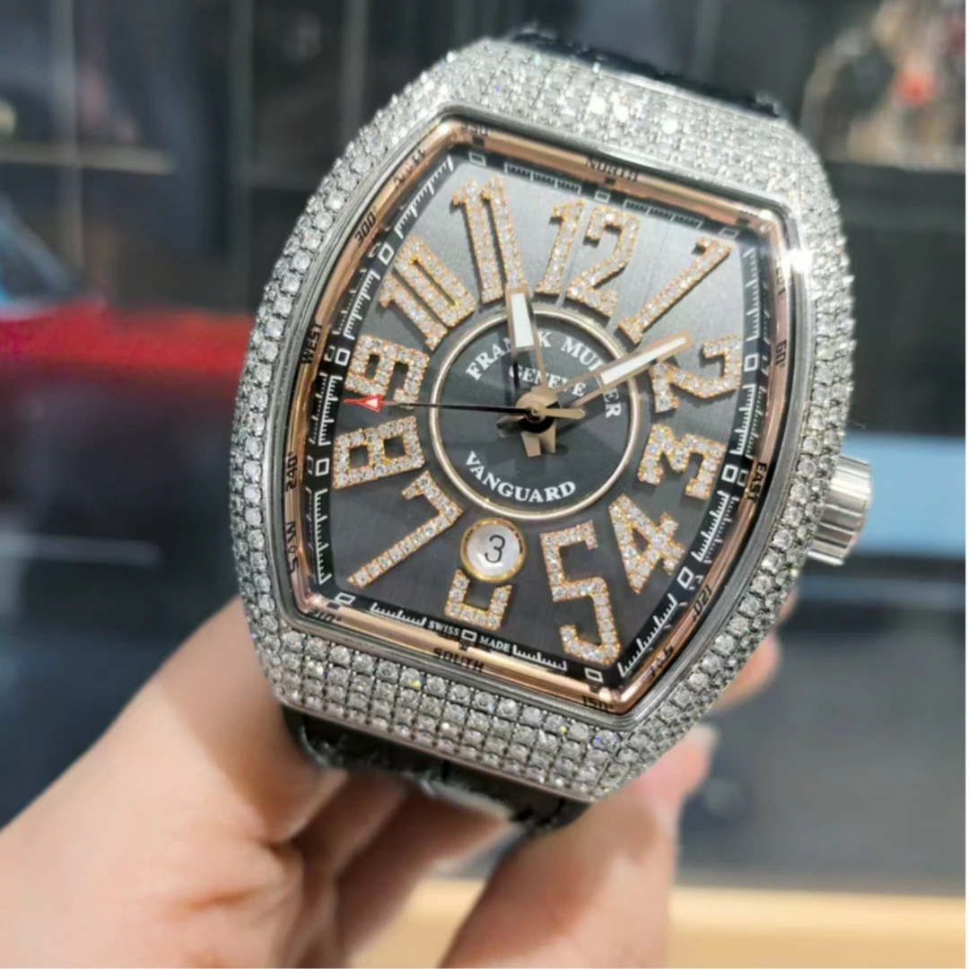 99新 Franck Muller/法兰克穆勒 v45/钛金玫瑰金后镶钻/机械/男表