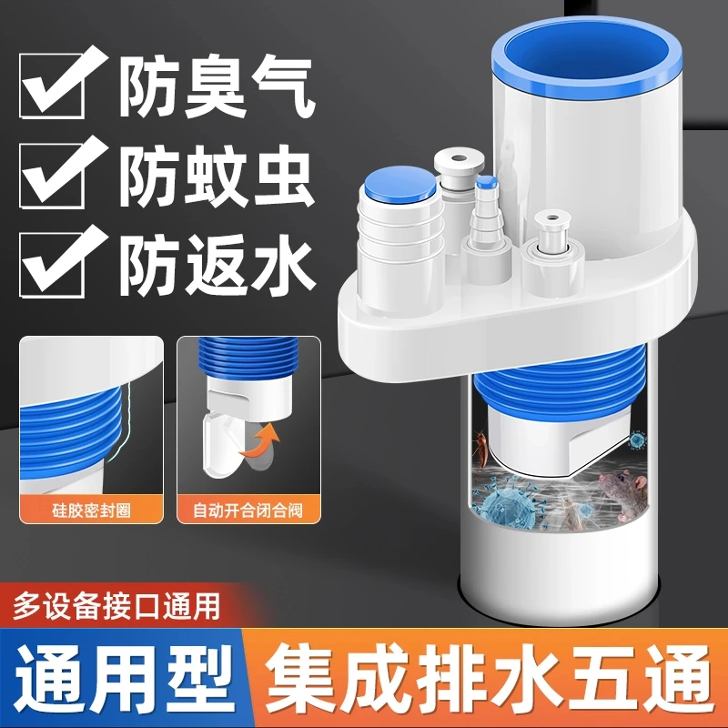 高品质厨房下水管水槽接下水道多功能分水器止逆阀排水防返臭神器