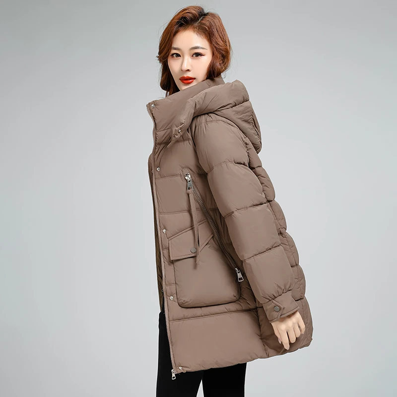 棉衣女2024冬季新款时尚宽松中长款小个子棉衣加厚保暖棉袄外套潮