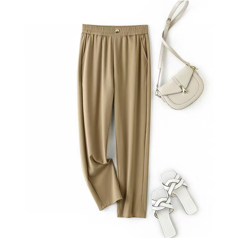 轻薄高腰九分烟管裤女夏宽松显瘦防晒裤弹力哈伦裤休闲运动裤