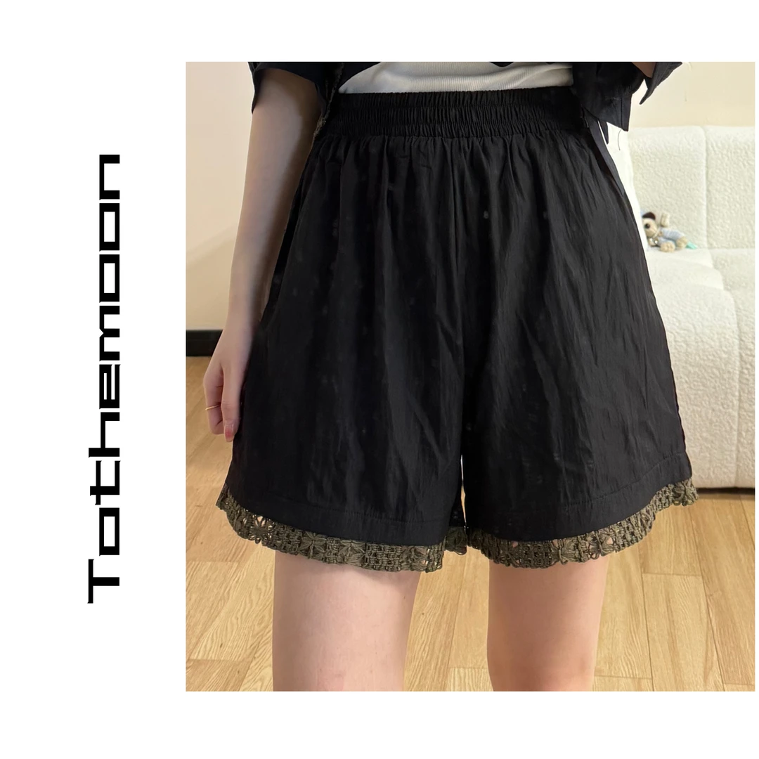 UpSd 原创【农农农夫短裤】抗皱蕾丝边拼接百搭休闲轻薄显瘦短裤