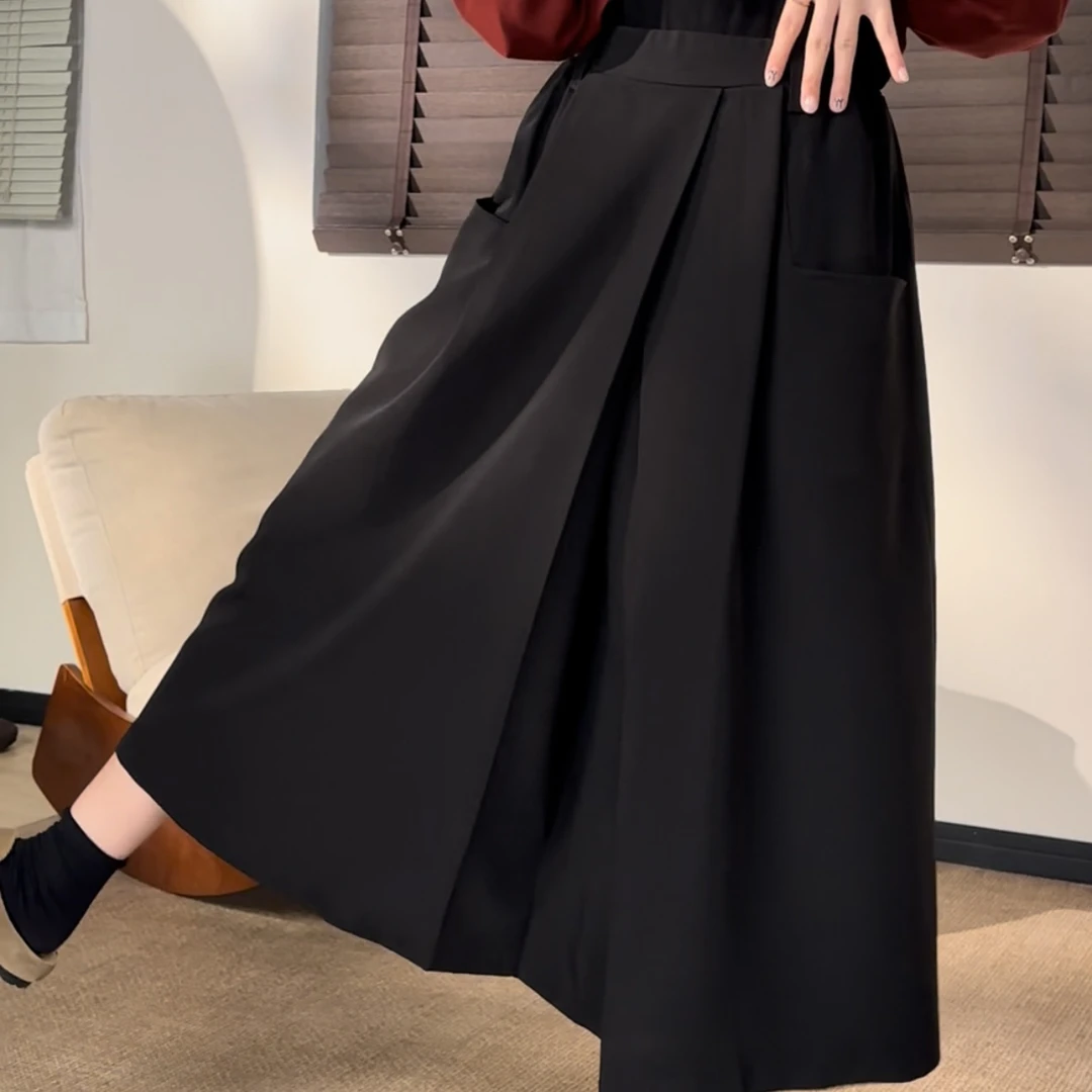 UpSd 原创【歌德】黑色半身裙松紧显瘦垂感松紧2025早春裙ToTheM