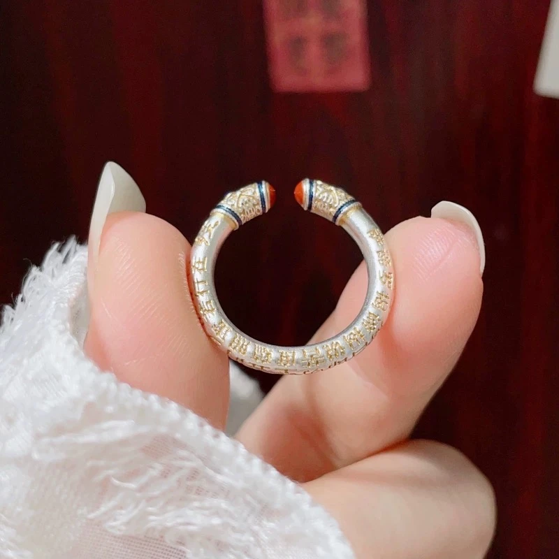 足银戒指 【足银老铺】吉言如意圆棍戒指