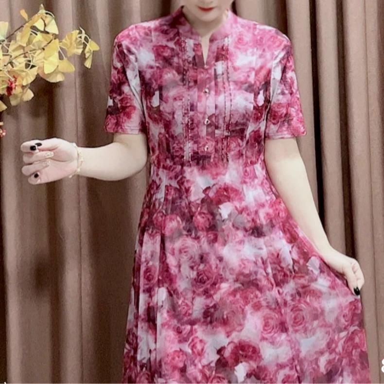 D 1315#优雅气质妈妈装连衣裙