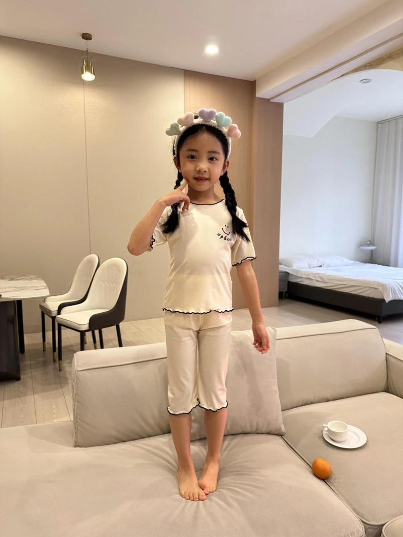 云顶儿童家居服春夏中小童女童宝宝睡衣卡通家居服童夏季长裤薄款