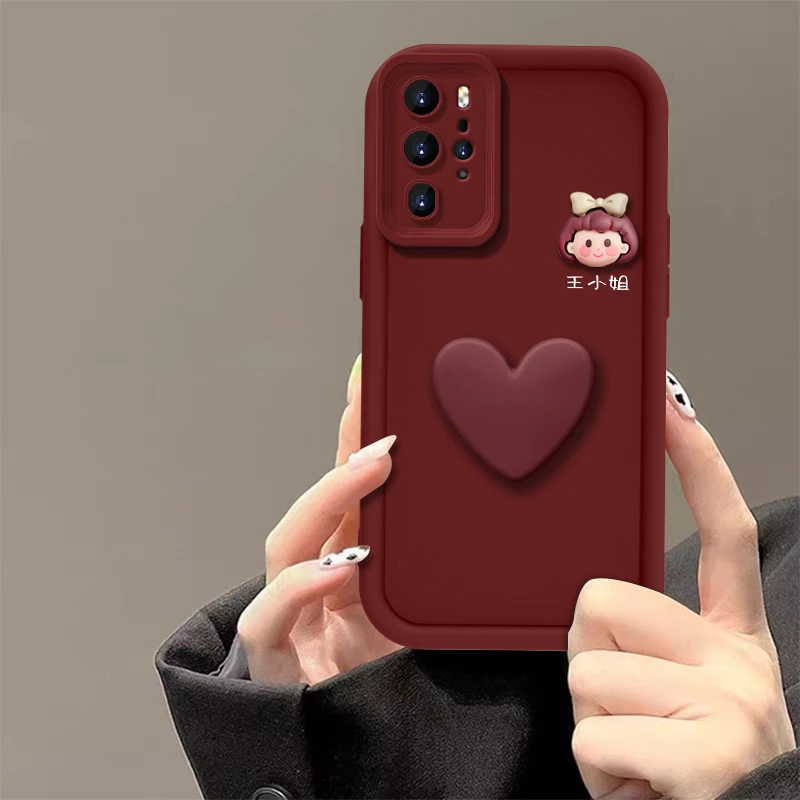 适用于【华为P40PRO】姓氏定制爱心公仔网红女款阶梯硅胶全包手机壳