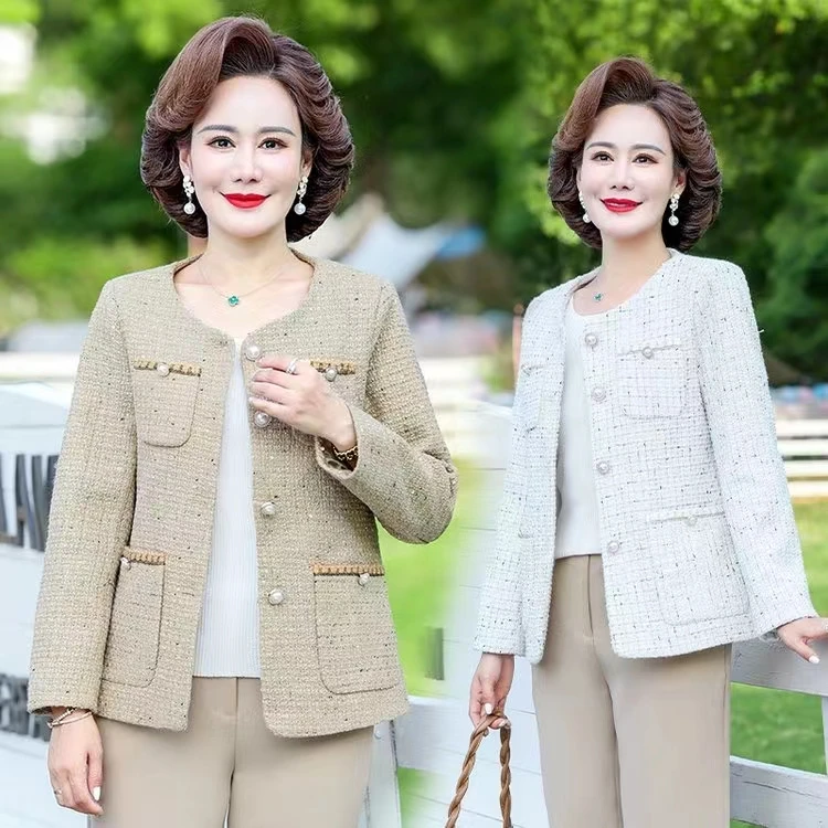 2023秋季新款妈妈装 中老年洋气显瘦春秋款时尚小香风外套上衣女