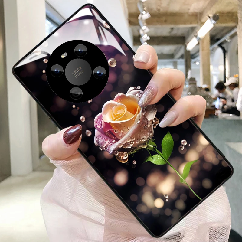 浪漫紫玫瑰适用华为mate70pro手机壳mate60 mate30p50女p40保护套
