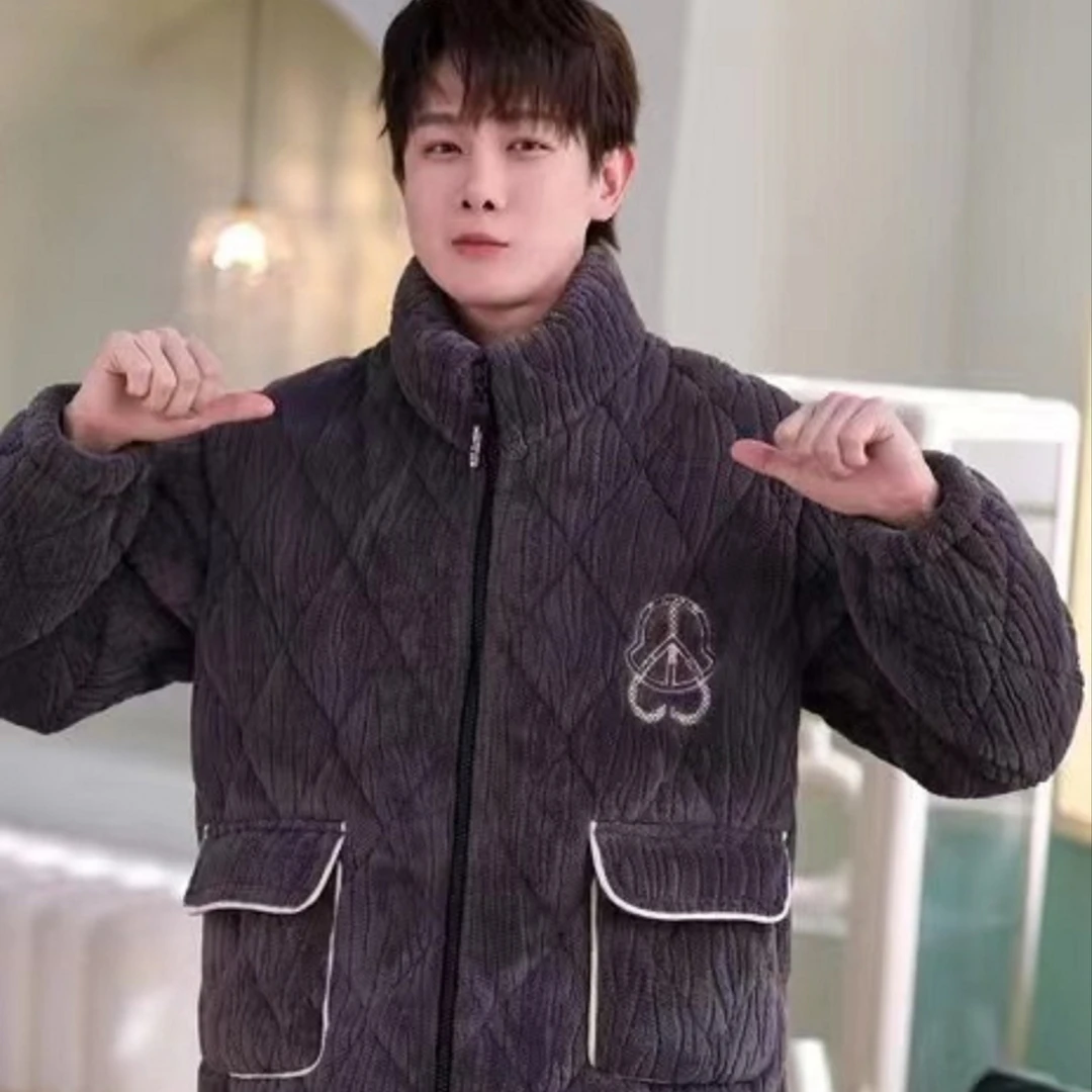 【断码捡漏款】92268拉链立领款夹棉冬季男三层特厚睡衣家居服