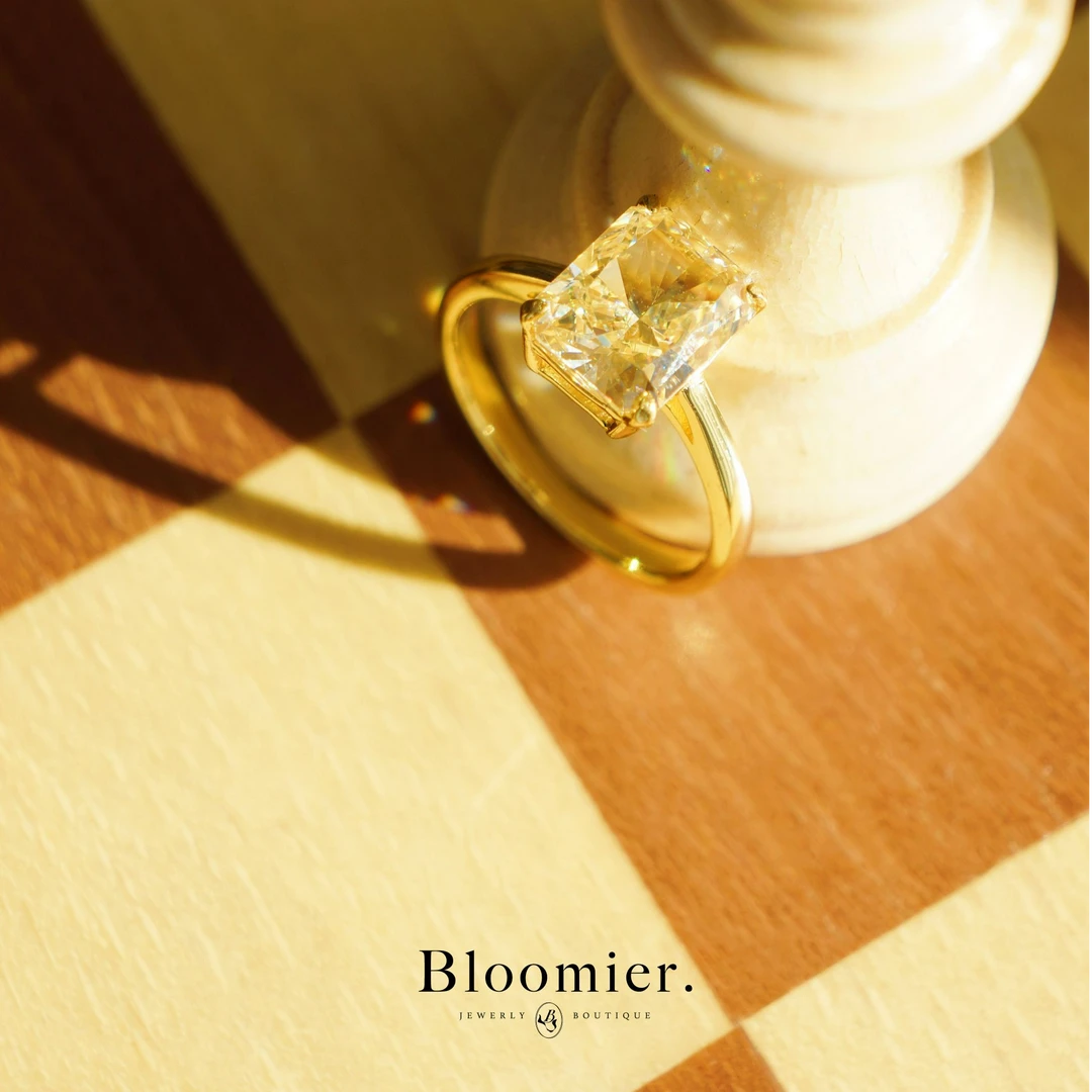 925银锆石戒指 【Bloomier】公主钻冰花切超闪戒指 闭口