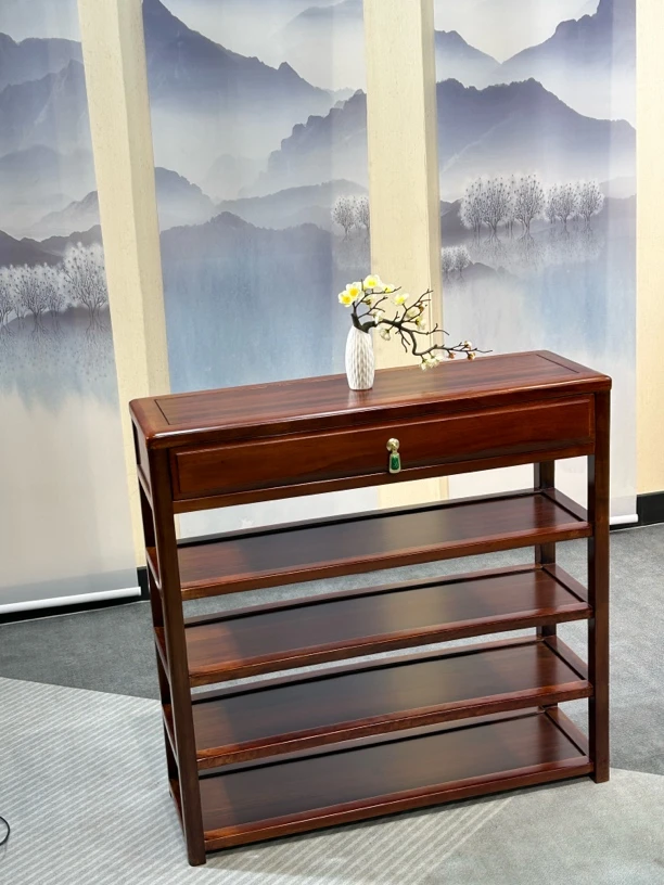 新中式乌金木全实木换鞋凳 换鞋架门口可坐入门鞋架结实耐用